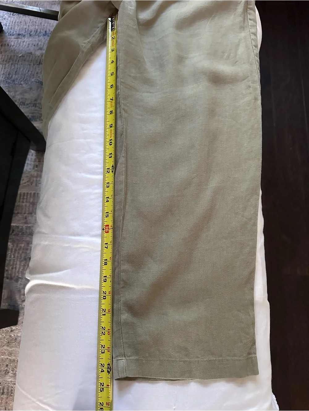 Quince 100% European Linen Pull On Pants Olive Green Elastic Waist Medium